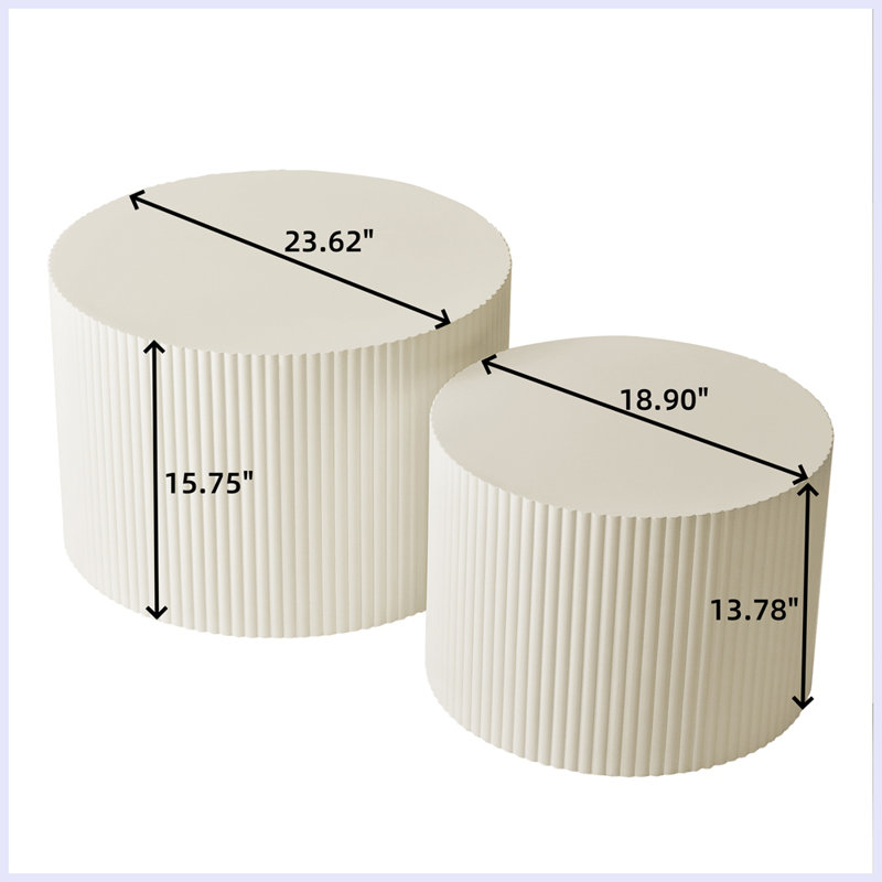 Ensemble de tables basses gigognes Wave, Beige