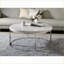 Table basse ronde en marbre naturel avec finition nickel - Design moderne et intemporel pour le salon
