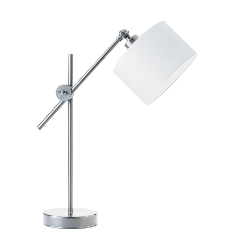 Gartha Adjustable Metal Desk Lamp, Silver, White