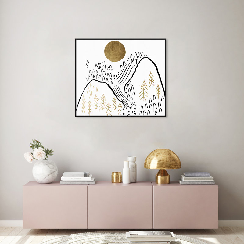 'Moon Over The Mountains' Print, 15" H x 18" W, Black Framed