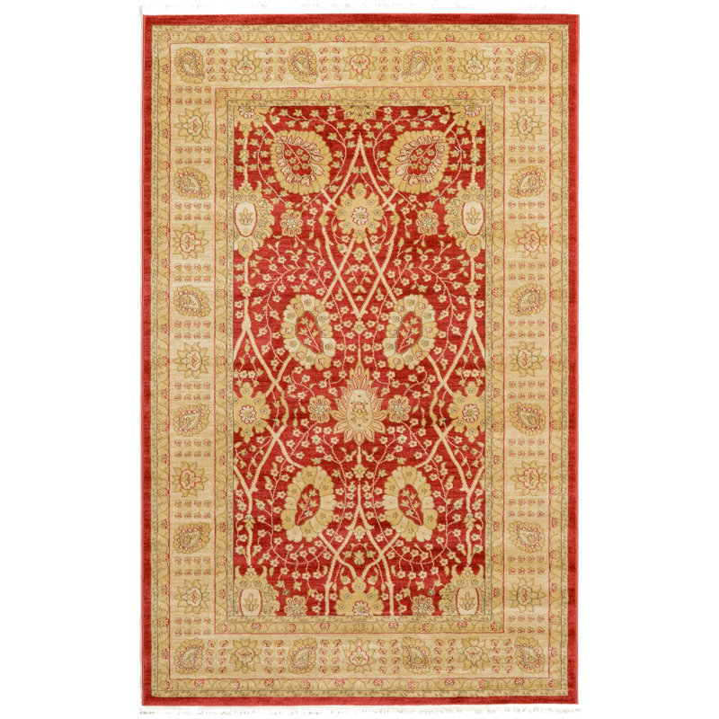 Moore Floral Indoor Rug, Rectangle 5'1" x 8'
