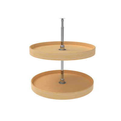 Plateau tournant à 2 tablettes en bois naturel