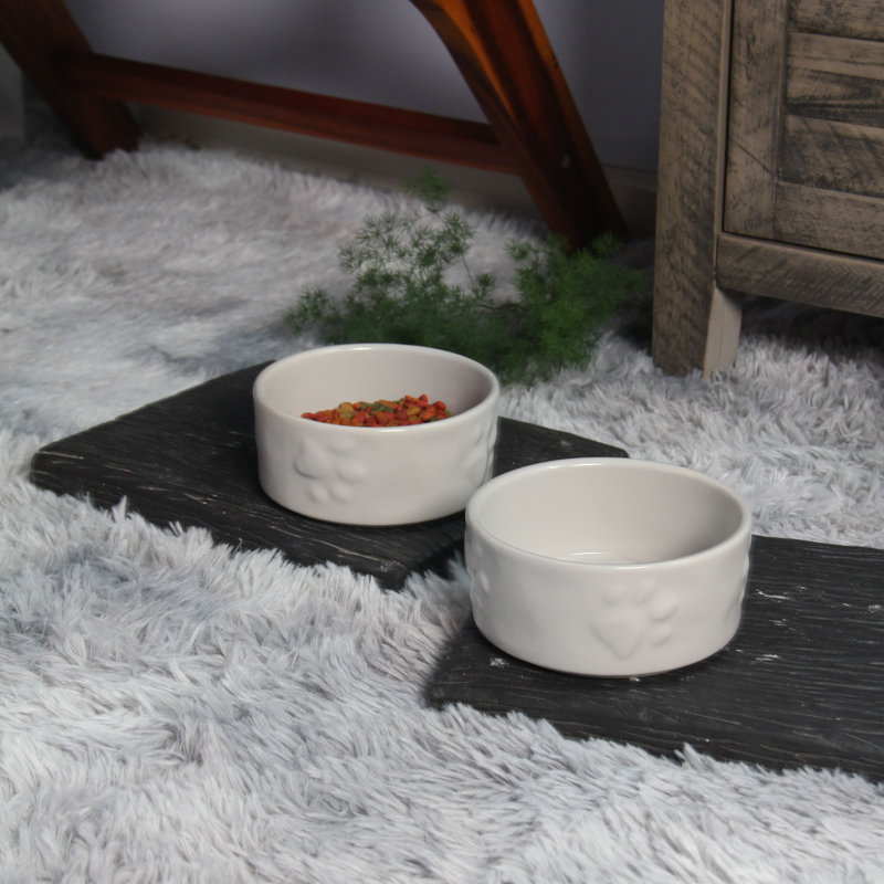 Ensemble de bols en céramique pour animaux 2 pièces, Gris clair