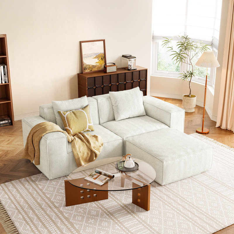 Lit blanc à 3 places avec tissu en velours de nuage doux, rembourrage en éponge haute densité, idéal pour les coussins de qualité