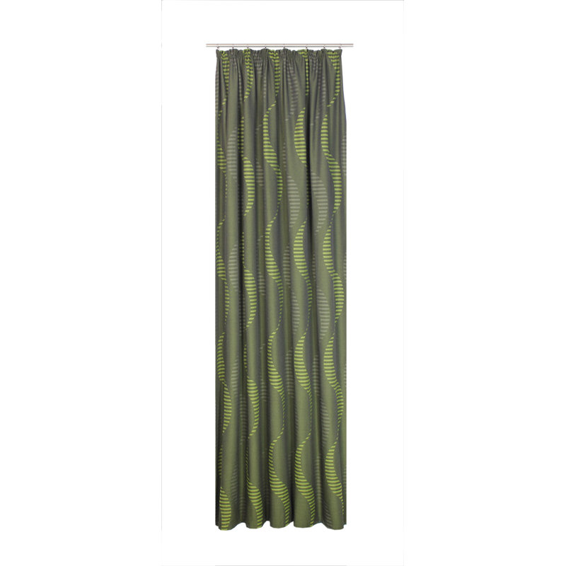 Pearson Pencil Pleat, Single Curtain, opaque, 132cm Width x 255cm Drop, Green