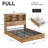 Bookcase Bed With Storage Drawer & Charging Station, Wooden Platform Bed Frame With Tall Bookcase Headboard, No Box Spring Needed-221073614