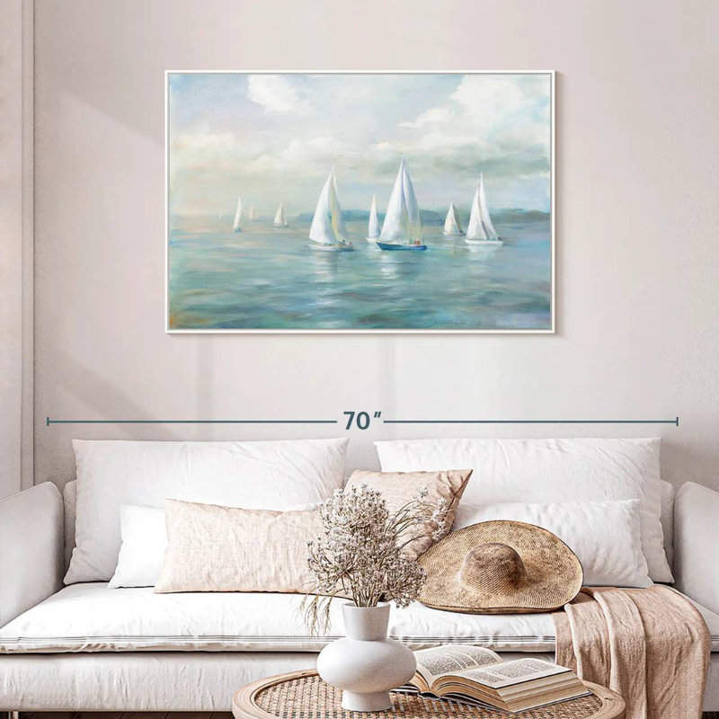 En route pour l'océan, Cadre flottant blanc, 43 po x 29 po