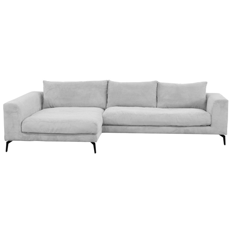 Cahoe Corner Sofa in Cord Fabric, Corduroy, Light Grey, Left Hand Facing