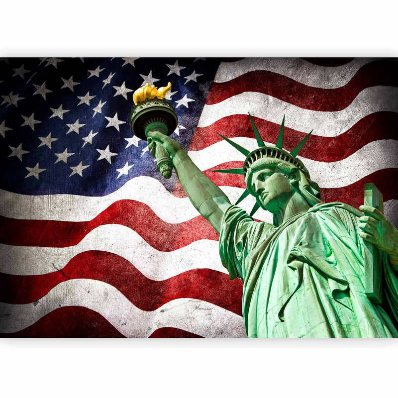 Peel & Stick Wall Mural - Statue and flag
