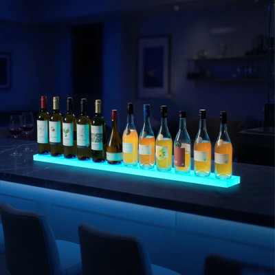 LED Lighted Liquor Bottle Display 1-Tier 48 Inches for 12 Bottles by Wrought Studio