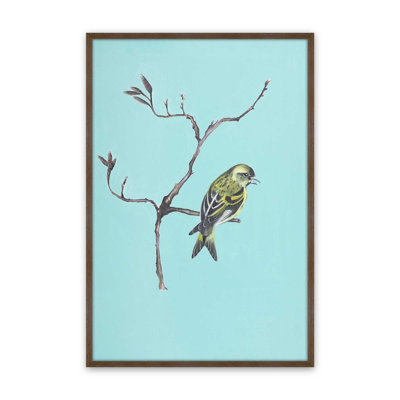 Oiseau chanteur sur fond turquoise par Dollybirds, estampe