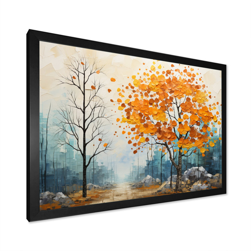 Markeil " Forest Majestic Forest Collage II " Mixed Media Print, H 16 po x l 32 po x P 1 po, Cadre simple noir