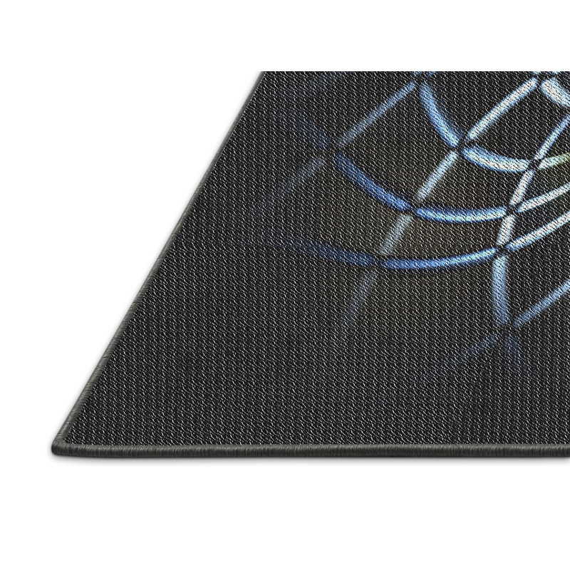 Tapis noir/bleu tissé à la machine, Rectangle 8 pi x 12 pi