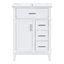 Meuble-lavabo simple 24 po avec lavabo en céramique, armoire de rangement à cadre en bois massif, 4 tiroirs, 1 porte et tablette réglable (blanc / gris)-1394275099
