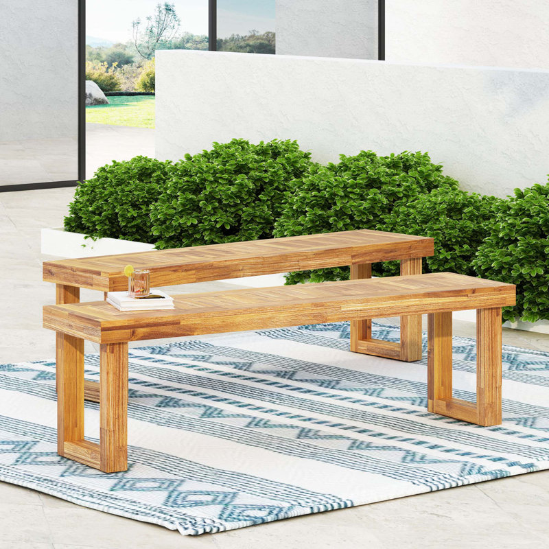 Banc de pique-nique en bois Egor, Brun sable naturel