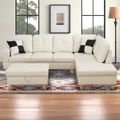Canapé modulaire rembourré en L avec repose-pieds 3 pièces Erynne