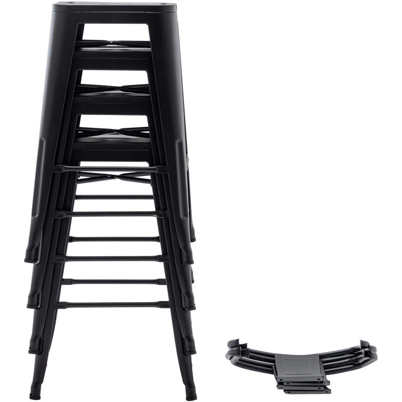 Devan Counter Stool with Metal Frame, Black, Bar Stool (30" Seat Height)