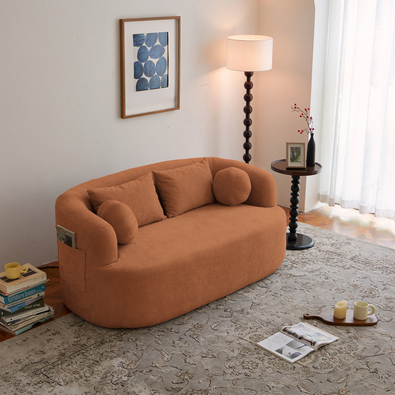 Causeuse à compression Mid-Century, Orange