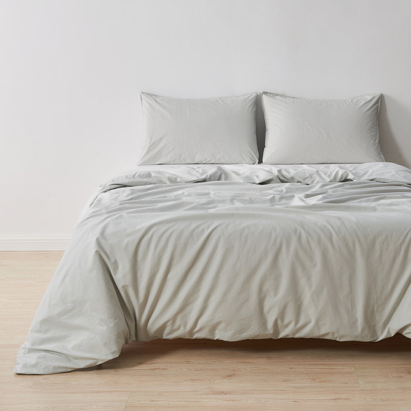 Glacier Gray Queen Pima Cotton Percale Duvet Set