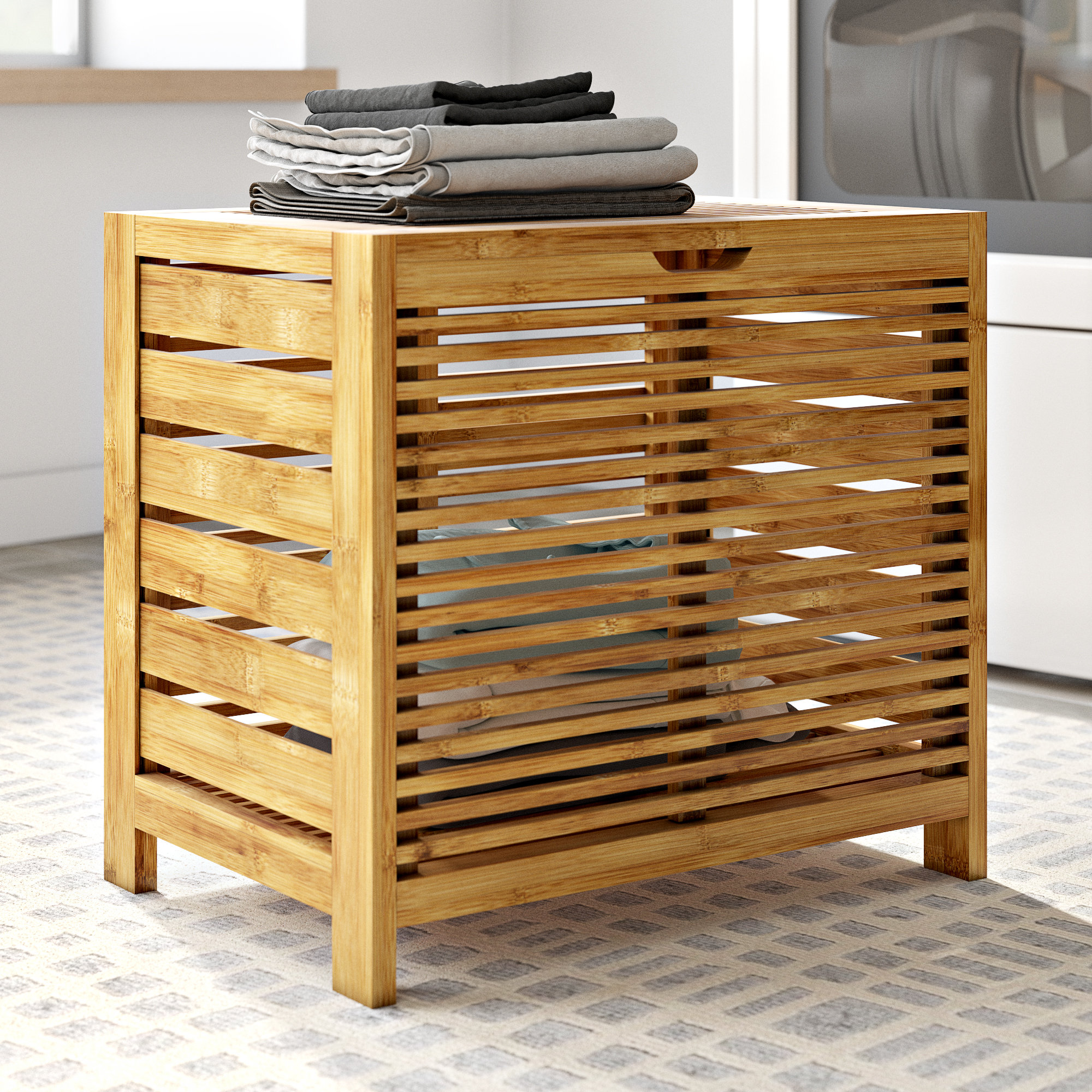 Dotted Line™ Ayden Solid Bamboo Wood Hamper & Reviews | Wayfair