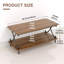 Kempst Coffee Table with Storage Shelf, Rustic Farmhouse Brown Cocktail Table with Metal Frame, 2-Tier Wood and Metal Frame Accent Table for Living Room, Apartment, or Small Spaces-1675793078