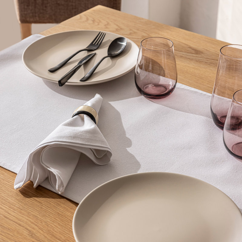 Over&Back Woven Chambray Table Runner, White, 18" W x 90" L