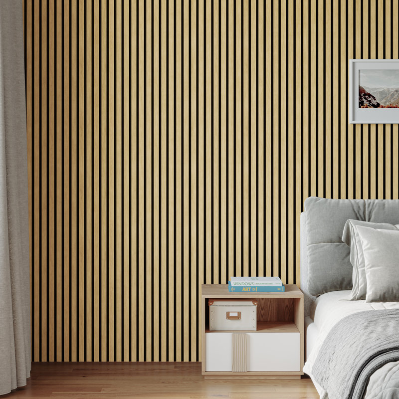4pcs x 94.5" x 12.6" x 0.8" Acoustic Wall Panels for Interior Wall Décor American Oak Wall Slats (4 Pack/33.07 sq.ft)