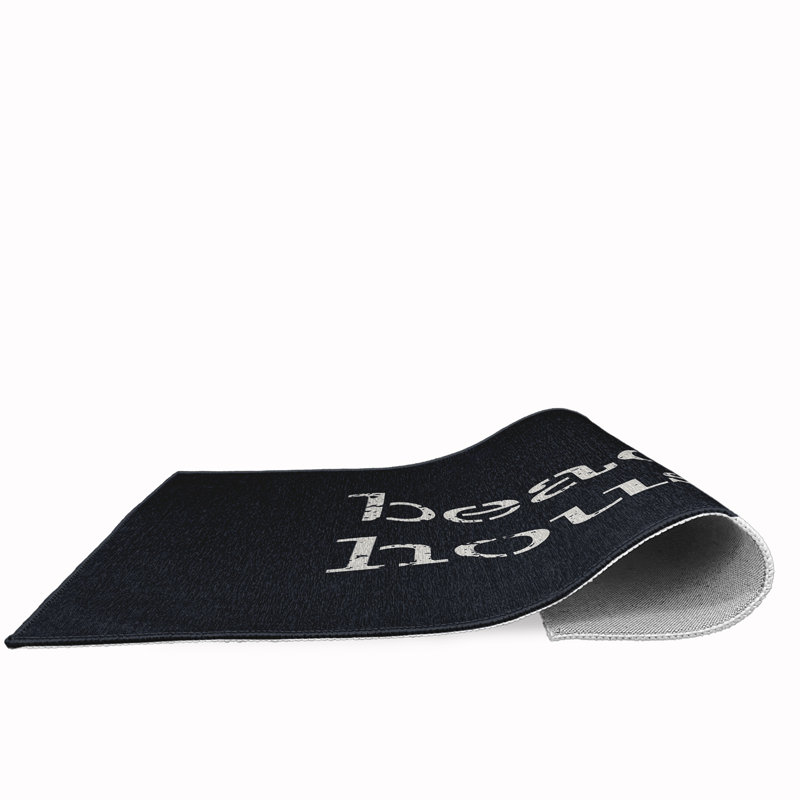 Tapis bleu requin à tissage plat Oppel, Rectangle 1 pi 6 po x 2 pi 6 po