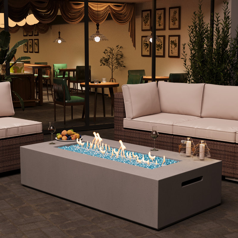 56inch Outdoor Fire Pit Table Propane Gas Fire Pits &outdoor Fireplaces Rectangular Firepit Table, 50,000 Btu Fire Table For Patio, Gray