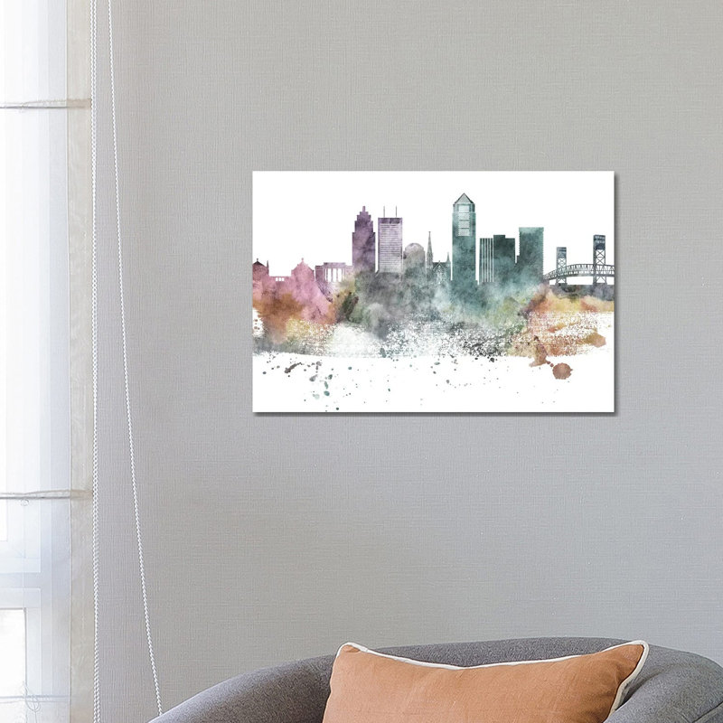 Jacksonville Pastel Skylines - Wrapped Canvas Print, 66.04 cm H x 45.72 cm W