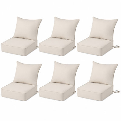 24" x 24" Outdoor Deep Seat Replacement Cushion Set with Back Cushion, 6" Thick Seat Cushion, Olefin Fabric, Navy Blue, 6 Set (12 Pieces)