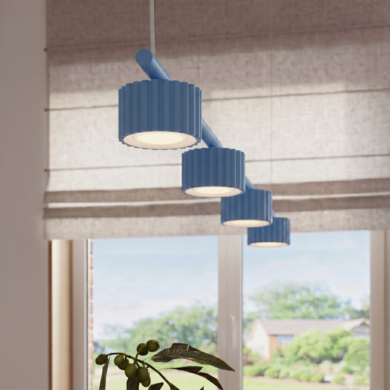 Chandelier AURA 4 white Gx53, Light Blue