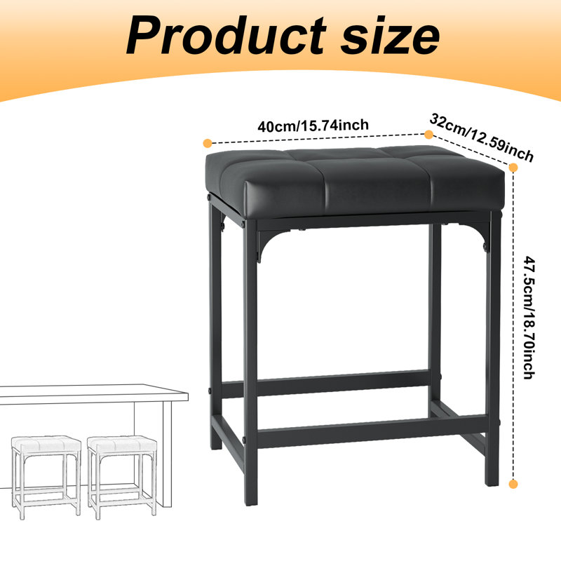 Tabouret de comptoir rembourré avec structure en métal (ensemble de 2)