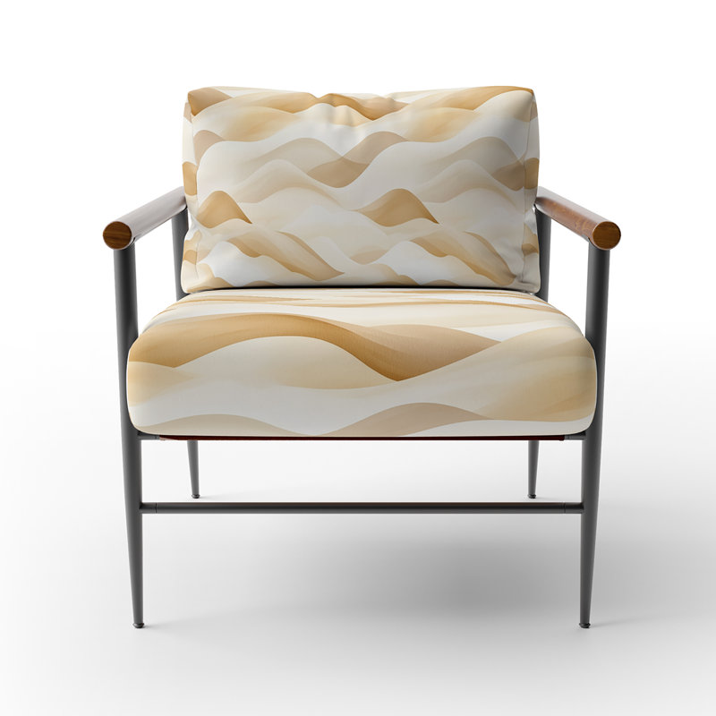 Chaise rembourrée Coastal, Bras ronds bruns
