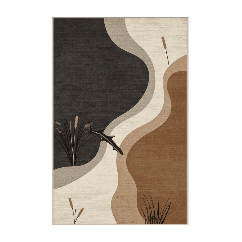 Tapis dégradé décontracté lavable à la machine Peksenak - beige, 7 x 10