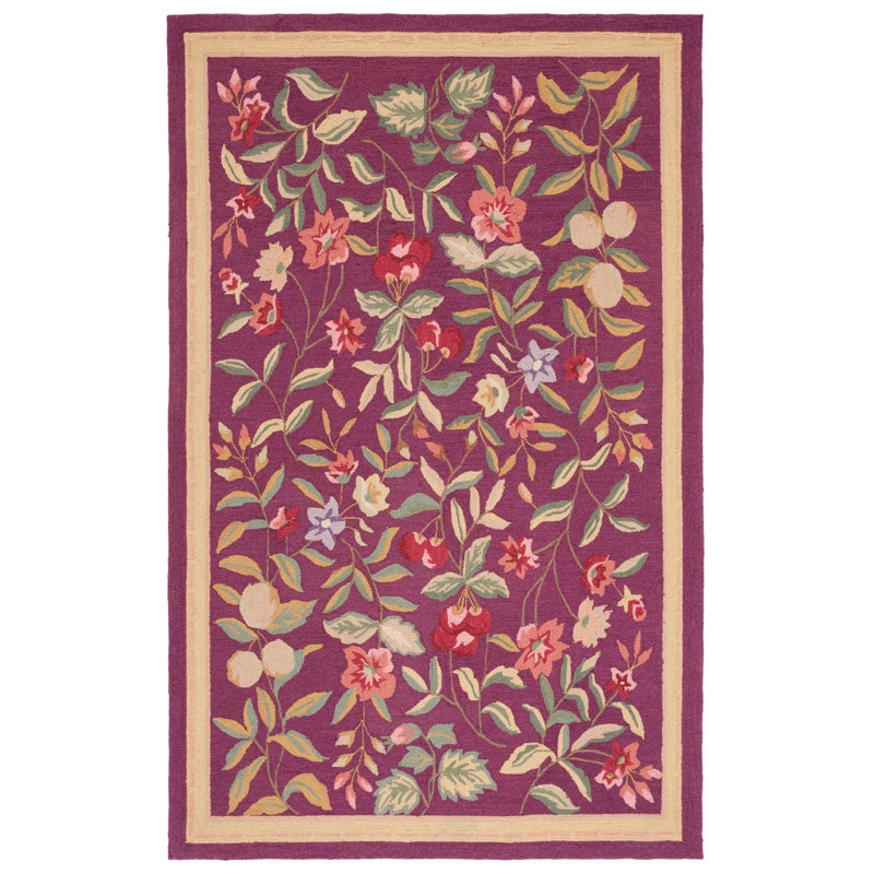 Tapis floral en laine crocheté à la main Bick, Rectangle 2 pi 6 po x 4 pi