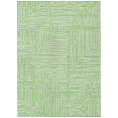 HomeRoots 8' X 10' Mint Green Geometric Washable Indoor Outdoor Area Rug