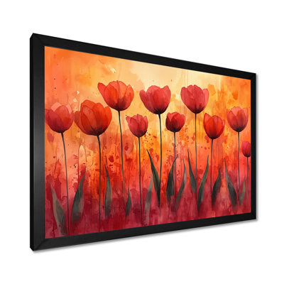 «Sunset Hues Tulips Field Horizon II», art mural de grandes tulipes