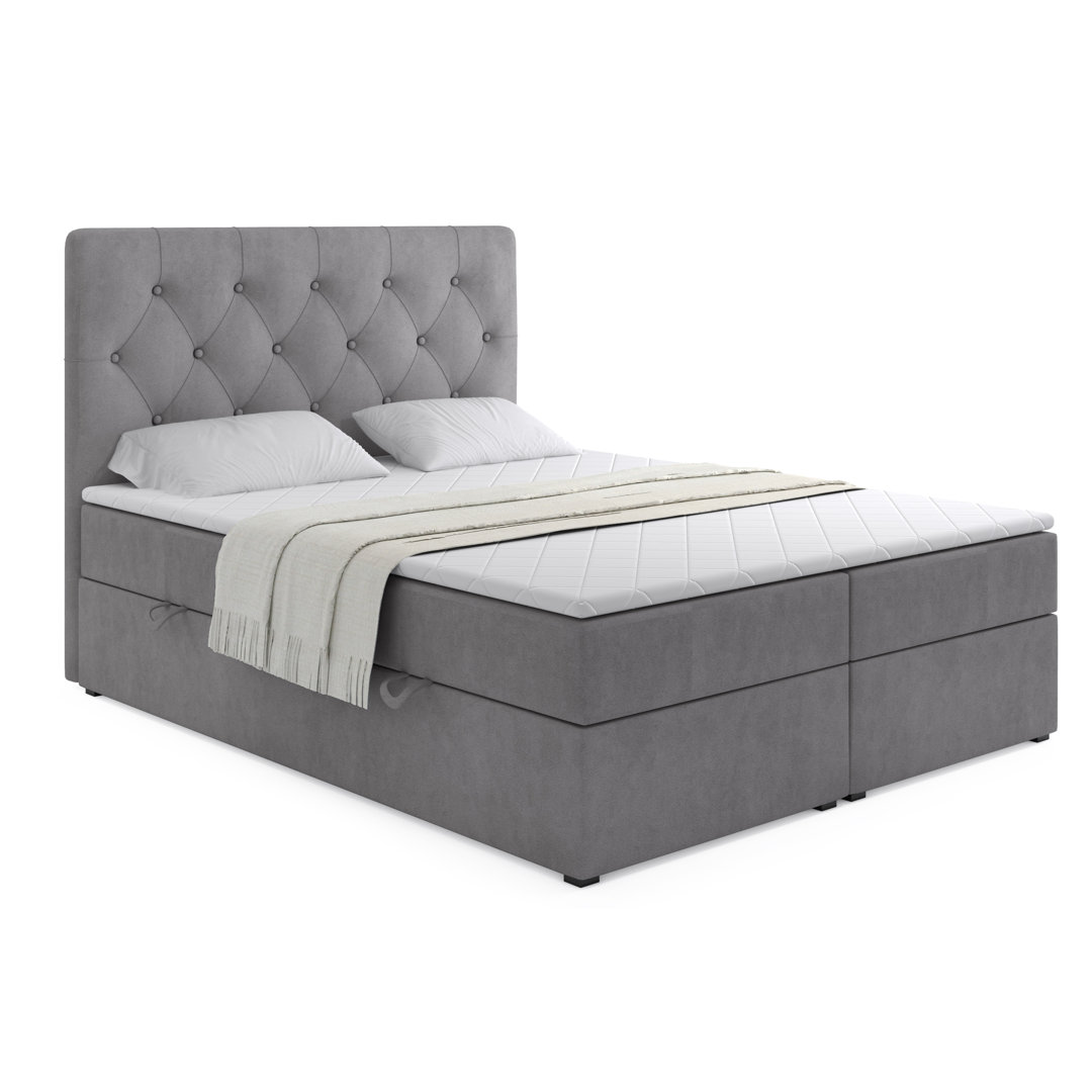 Boxspringbett mit H3 Bonell-Federkernmatratze, Topper und Bettkasten