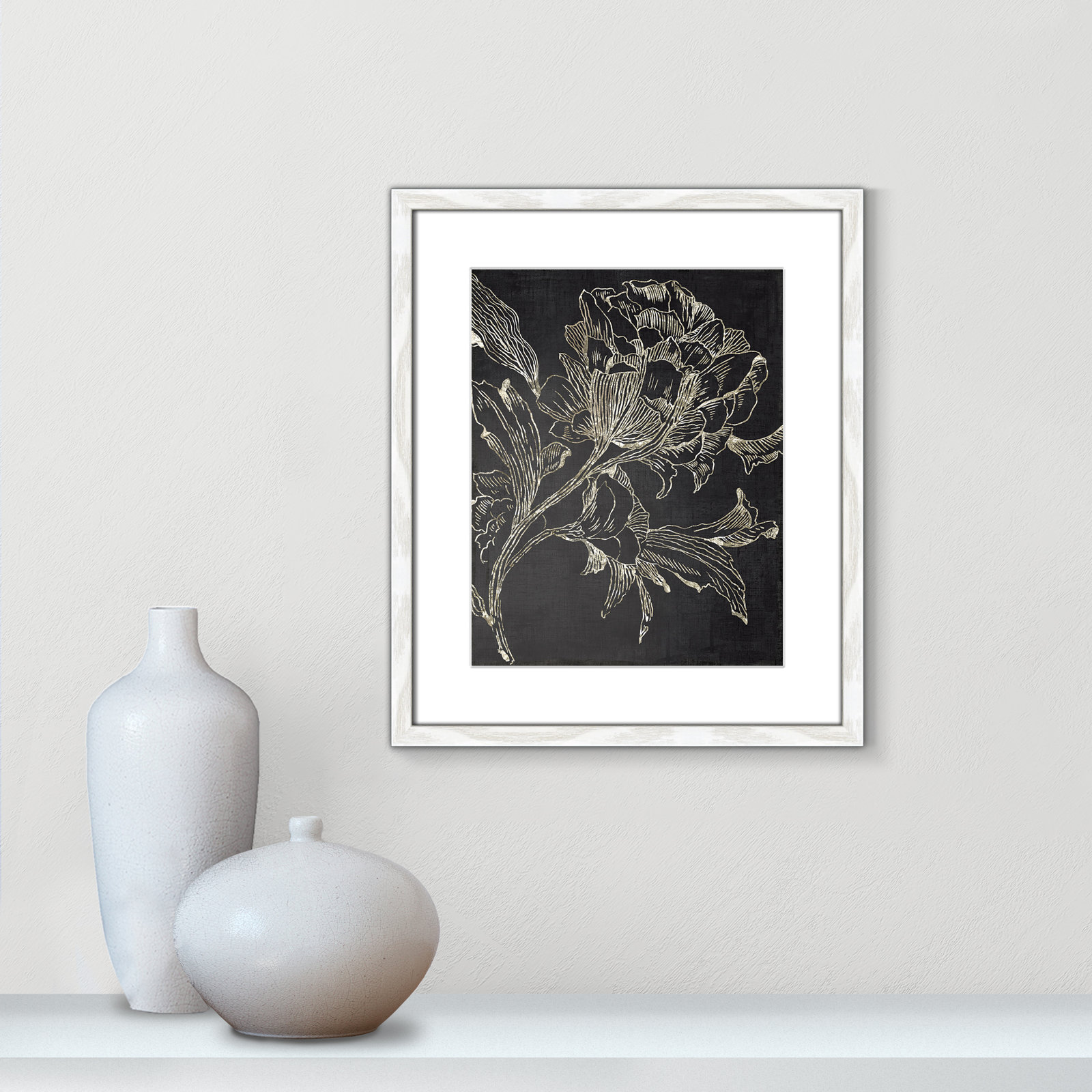 Clarendon "Golden Flower Folklore I" Print, White Framed, 19" H x 16" W