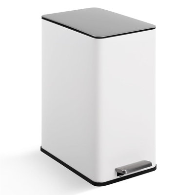 Poubelle à pédale 4 gallons, 15L en acier inoxydable - Couvercle à fermeture en douceur, pédale, seau intérieur amovible - Poubelle de cuisine / salle de bain / bureau peu encombrante - Acier inoxydable