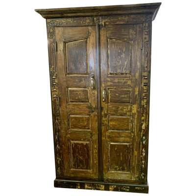 Rustic Vintage Door Repurposed 51" Wide Large Bedroom Armoire