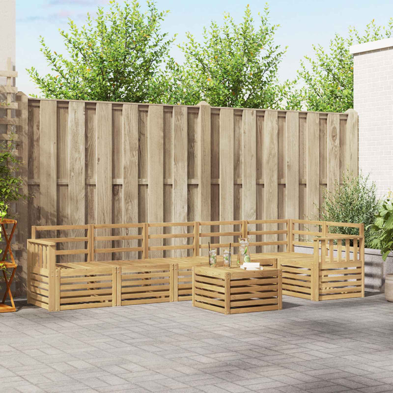  Sectional Sofa Set 7 pcs Solid Acacia Wood Sets Garden Furniture Patio