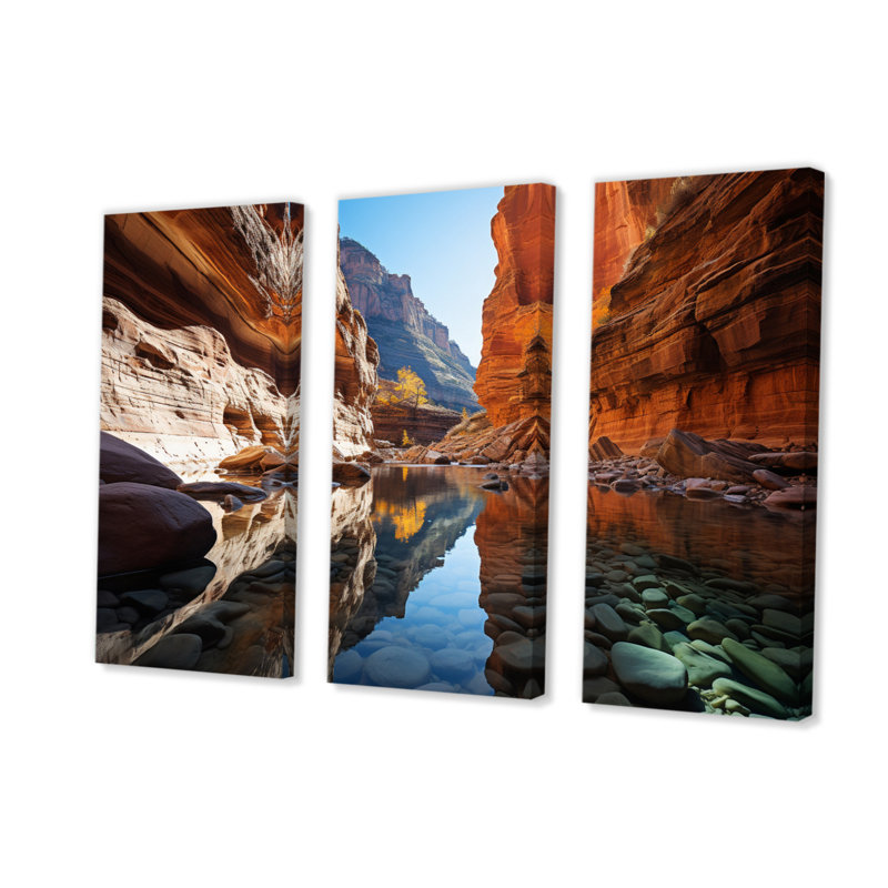 «Canyon Enchantment River» sur toile, reproduction de 3 pièces, H 28 po x l 36 po x P 1 po