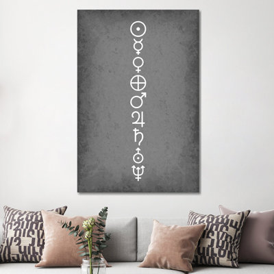 Minimalist Planet Symbols by GetYourNerdOn - Wrapped Canvas Print