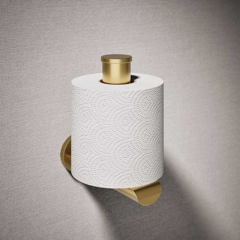 Porte-papier hygiénique vertical Avid, Laiton brossé moderne éclatant