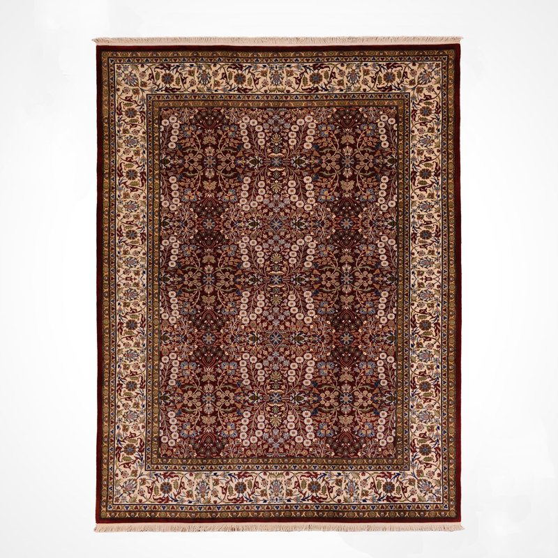 Tapis en laine et coton rouge noué à la main Original