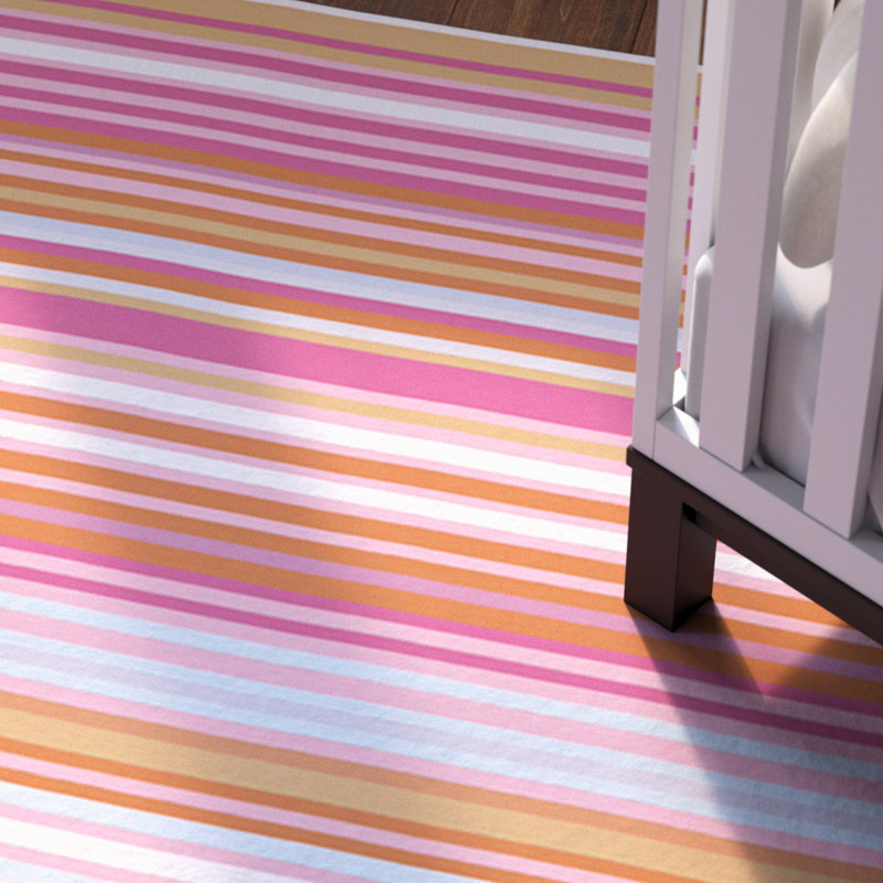 Tapis rose / orange / menthe en laine tissé à la main Benedetti, Rectangle 9 pi x 13 pi