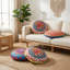 Ensemble de 4 housses de coussin rondes Mandala de 17 x 17 pouces, taies décoratives Boho Pom Pom pour canapé, lit et patio-126117022