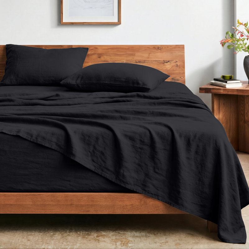 Washed Ultra-soft Microfiber Sheet Set, Twin Sheet Set with 1 Pillowcase, Black